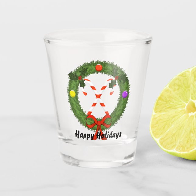 Candy Canes in Wreath Shot Glass (Front)