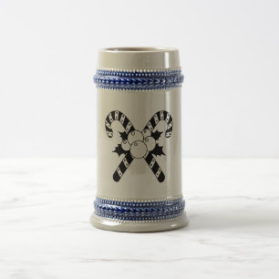 Candy Canes & mistletoe Black Merry Christmas Beer Stein