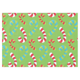 Candy Canes on Green Holiday Tablecloth