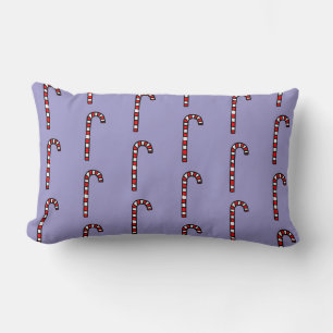 Candy Canes on Purple Background Lumbar Pillow