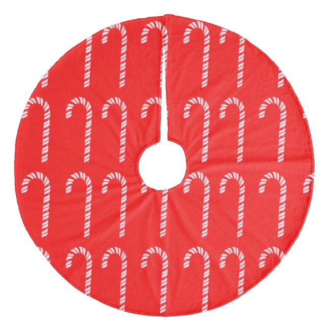 Candy Canes on Red Tree Skirt (Front)