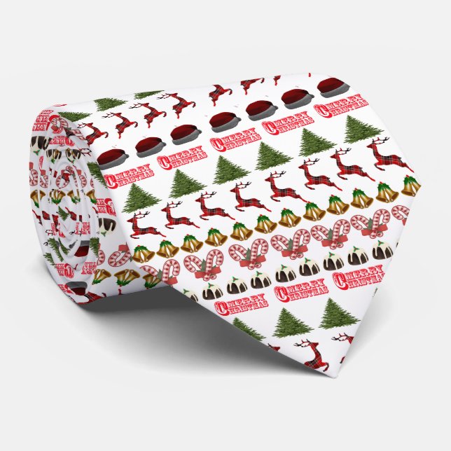 Candy Canes, Puddings And Christmas Trees Pattern, Tie (Rolled)