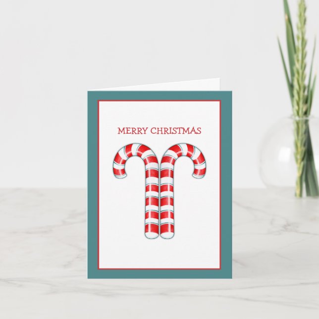 Candy Canes red Christmas Note Card (Front)