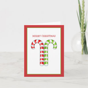 Candy Canes red green Christmas Note Card