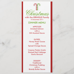 Candy Canes red green Dinner Menu