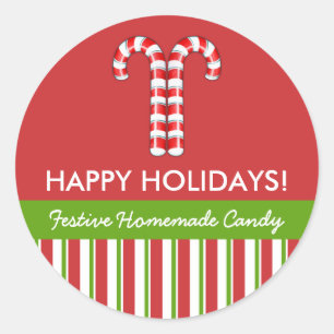 Candy Canes red green Food Jar Label