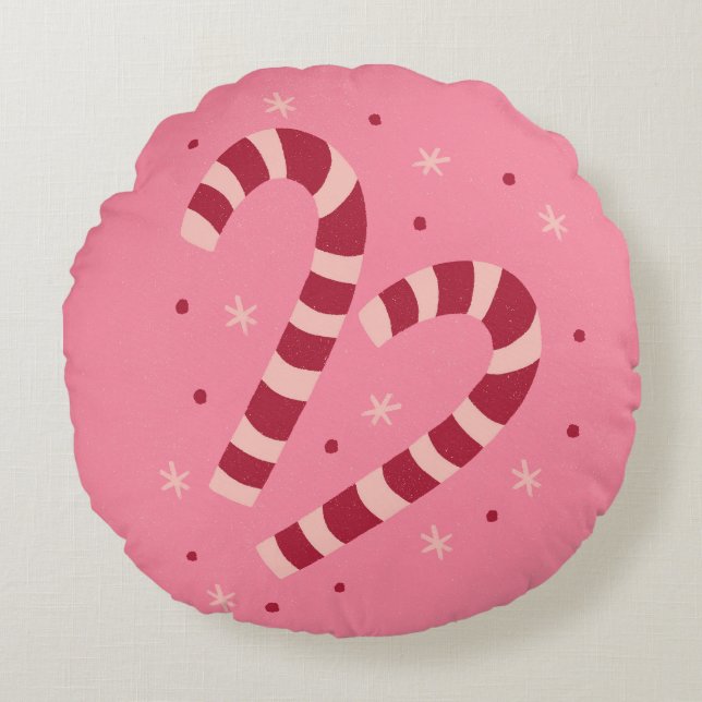 Candy canes round pillow (Front)