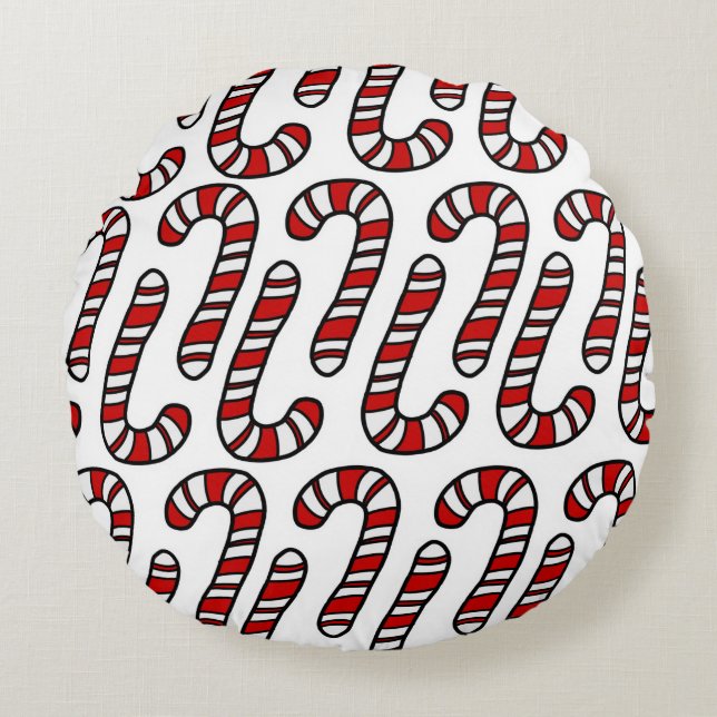 Candy Canes Round Pillow (Front)