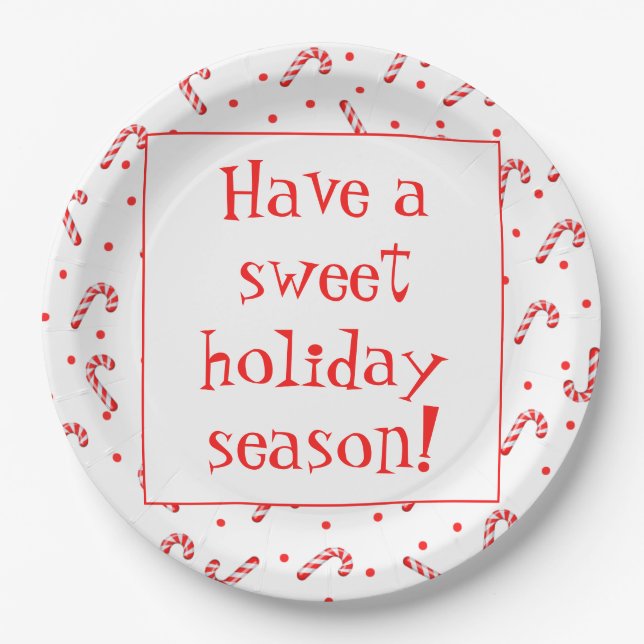 Candy Canes Sweet Holiday Paper Plates (Front)
