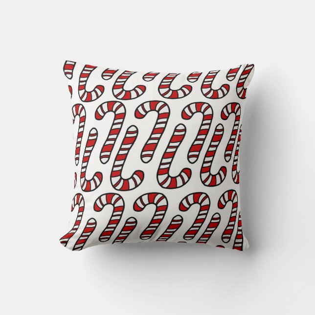 Candy Canes Throw Pillow (Front)