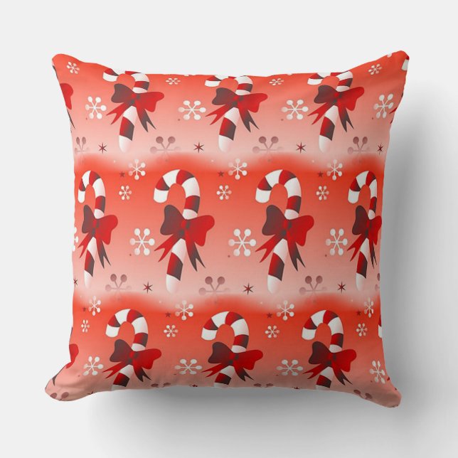 Candy Canes Throw Pillow (Front)