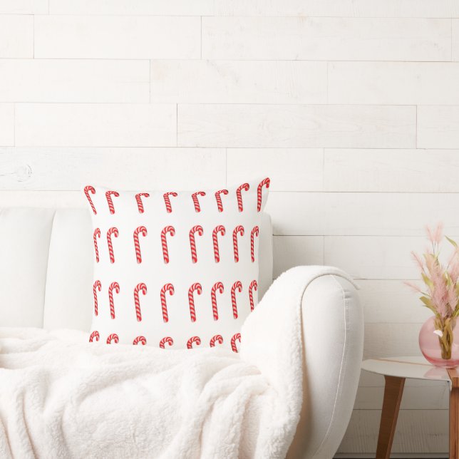 Candy Canes Throw Pillow  (Couch)