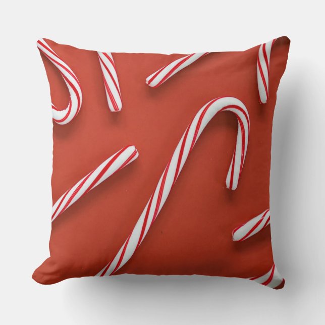 Candy Canes Throw Pillow (Front)