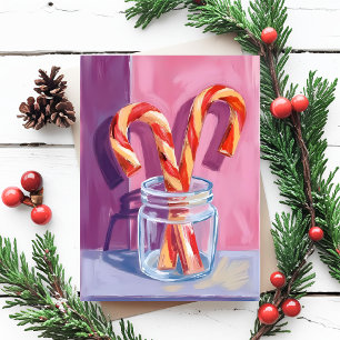 Candy Canes Vintage Christmas Holiday Postcard