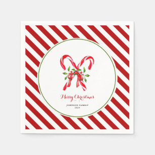  Candy canes with red & white border Christmas  Napkin