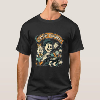 Candy Caravan Ghost Wagon Teal T-Shirt