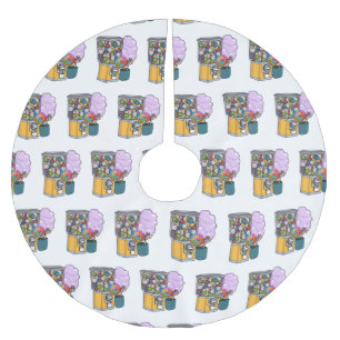Candy cartoon illustration  brushed polyester tree skirt