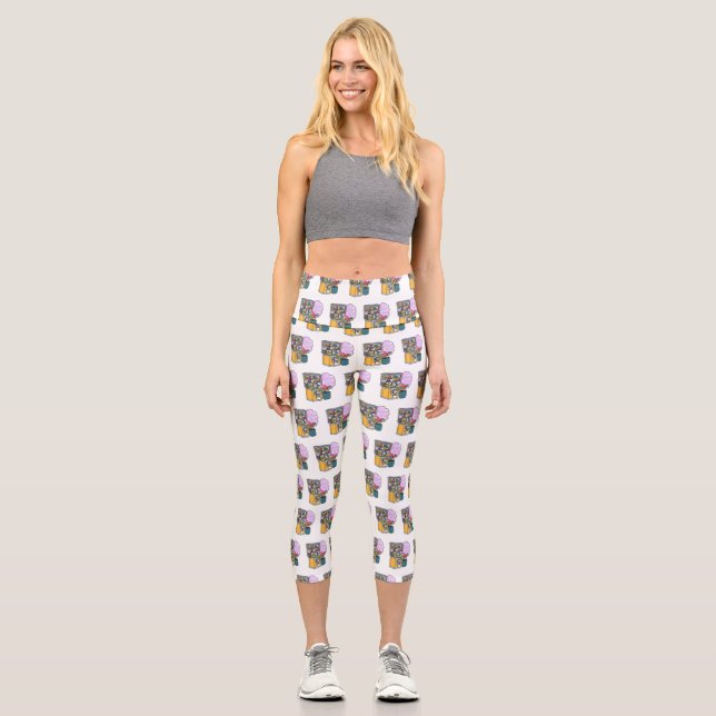Candy cartoon illustration capri leggings (Front)