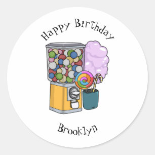 Candy cartoon illustration  classic round sticker