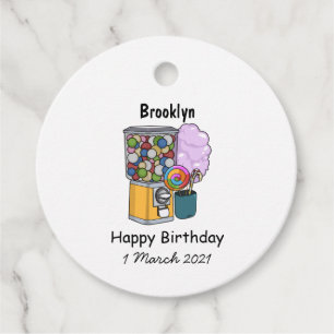 Candy cartoon illustration favour tags