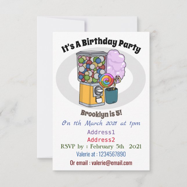 Candy cartoon illustration invitation (Front)