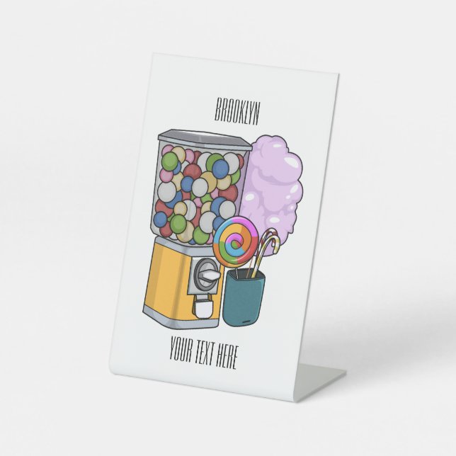 Candy cartoon illustration  pedestal sign (Front)
