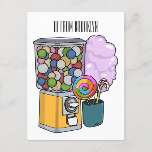 Candy cartoon illustration postcard