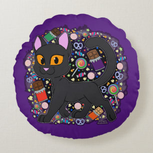 Candy Cat Round Pillow