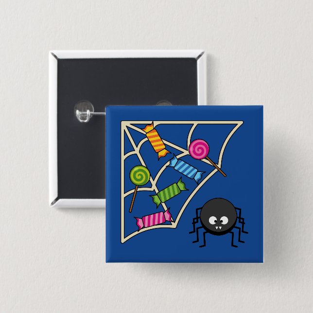 Candy Catcher Spider 2 Inch Square Button (Front & Back)