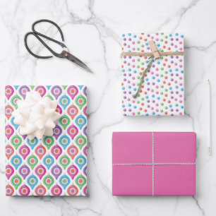 Candy Christmas assorted wrapping paper - pink
