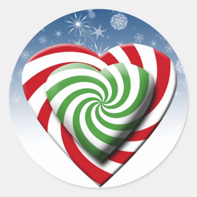Candy Christmas Hearts Holiday Cards Seals (Front)