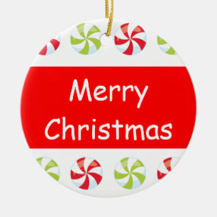 Candy Christmas Keepsake with Year Ceramic Ornament