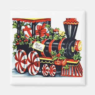 Candy Christmas Train Vintage Magnet