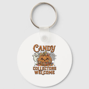 Candy Collectors Welcome Pumpkin Ghost Spider Web Keychain