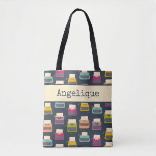 Candy Colored Vintage Typewriters Patterned  Tote Bag