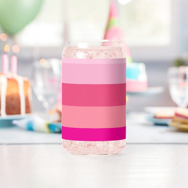 Candy Colour Stripes Pattern Can Glass (Insitu (Birthday))