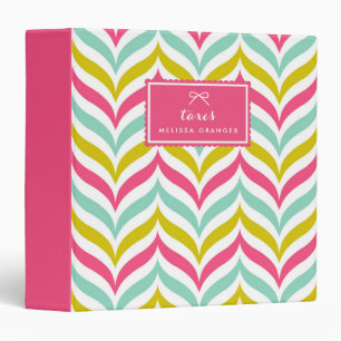 Candy Coloured Chevron Waves Pattern Personalized Binder