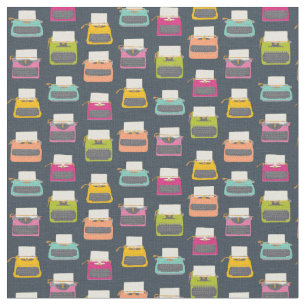 Candy Coloured Vintage Typewriters Patterned  Fabric