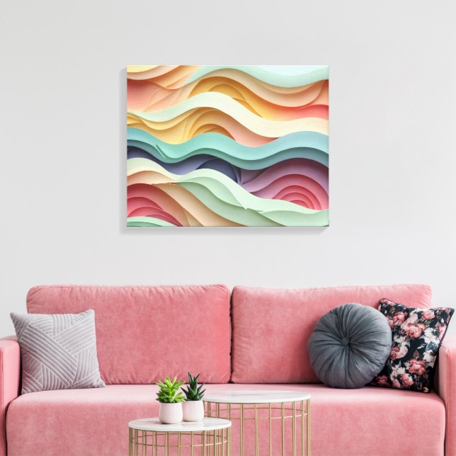 Candy Coloured Wavy Stripes Canvas Print (Insitu(LivingRoom))
