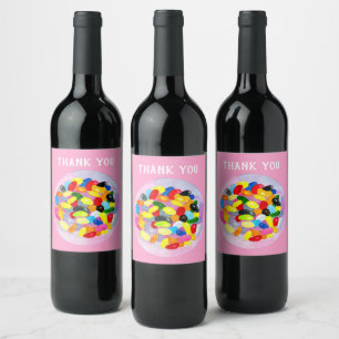 Candy colourful sweet jelly lollies wine label