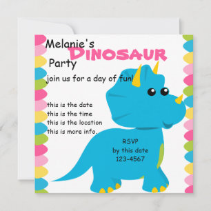 Candy Colours Dino Invitation