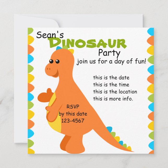 Candy Colours Dino Invitation (Front)