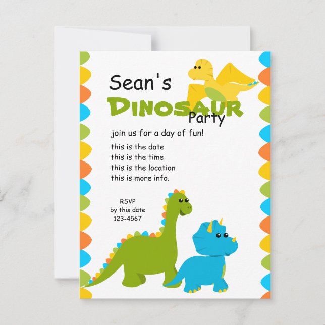 Candy Colours Dino Invitation (Front)