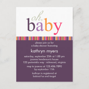Candy Colours Purple • Baby Shower Invitation Postcard