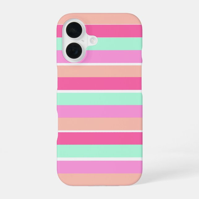 Candy Colours Stripes iPhone 16 Case (Back)