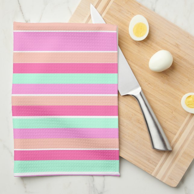 Candy Colours Stripes Kitchen Towel (Quarter Fold)