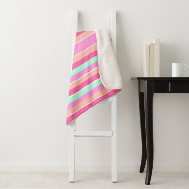 Candy Colours Stripes Sherpa Blanket (In Situ)