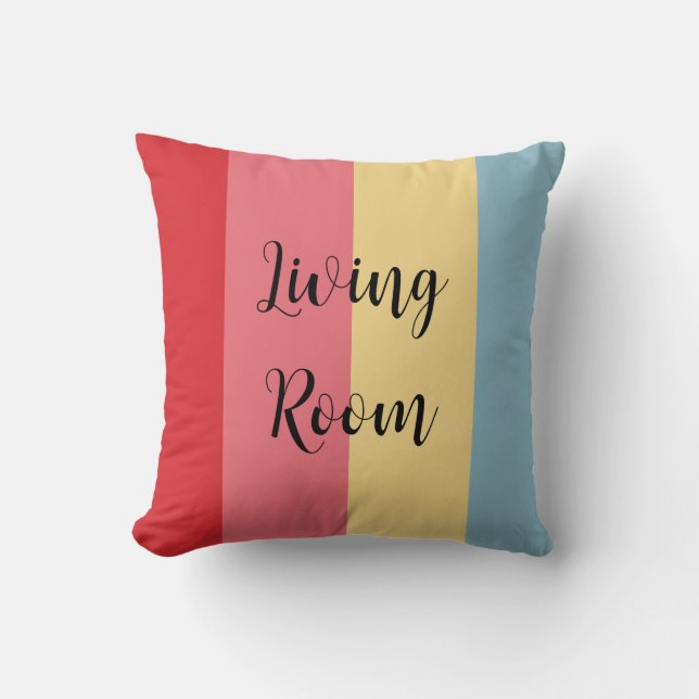 Candy Colours Vertical Stripes Throw Pillow (Front)