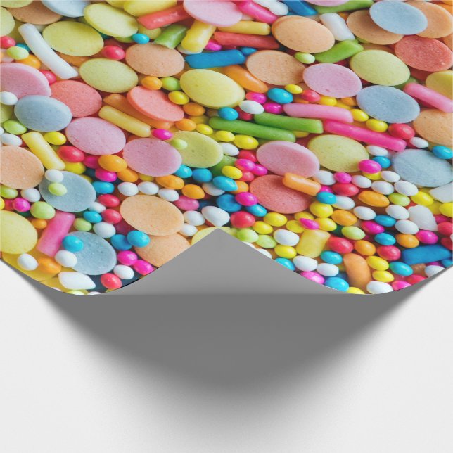 Candy Confetti Sprinkles Pastel Rainbow Party Wrapping Paper (Corner)