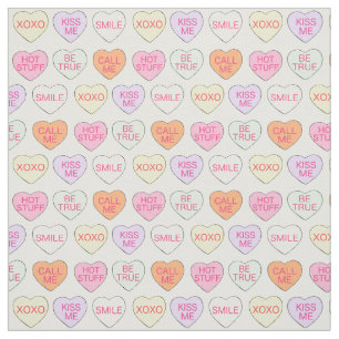 Candy Conversation Heart Valentines Day Sweet Fabric
